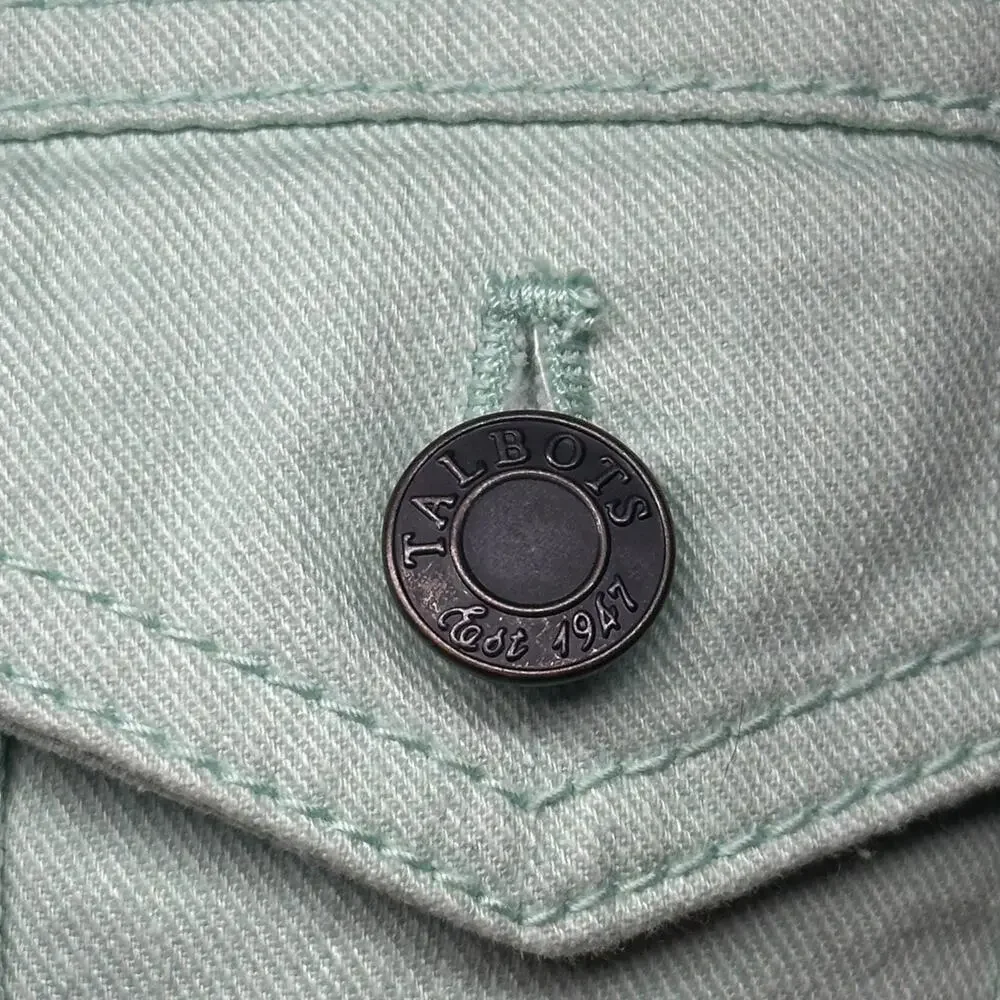 Talbots Petites Women’s Mint Green Denim Button-Up Jacket Size: Medium Petite - Picture 4 of 7